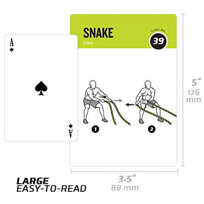 Battle Rope Exercise Cards for Home Workouts, Set of 62 - with Guided Strength Training Workout Cards Deck for Home or Gym, Illustrated Fitness Cards with 50 Exercises, Durable & Waterproof - style: Rope