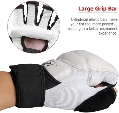 Taekwondo Karate Gloves & Sparring Gear Foot Protector Set, Boxing Sparring Foot Guard and Half-Finger Gloves for Martial Arts TKD Kung Fu Punch Bag Kickboxing MMA Training - size: X-Small