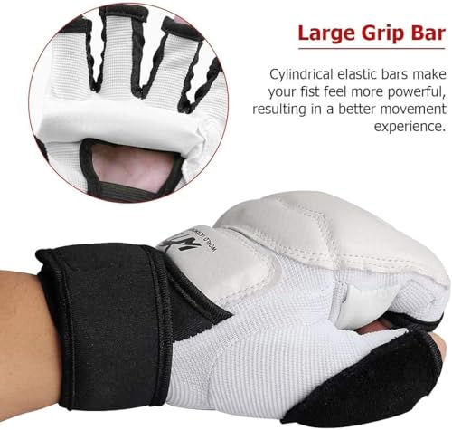 Taekwondo Karate Gloves & Sparring Gear Foot Protector Set, Boxing Sparring Foot Guard and Half-Finger Gloves for Martial Arts TKD Kung Fu Punch Bag Kickboxing MMA Training - size: X-Small