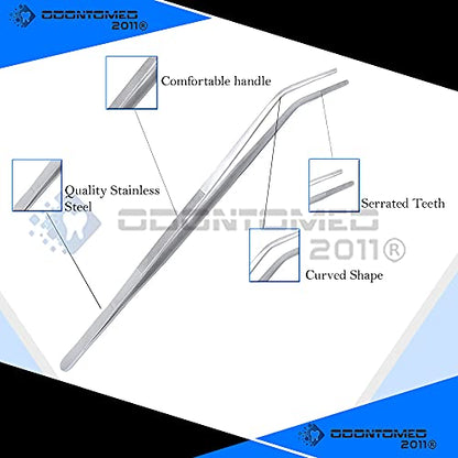 (Huge Jumbo Aquarium Aqua Tweezers) Thumb Dressing Forceps Curved Serrated 18" Long Stainless Steel Tweezers