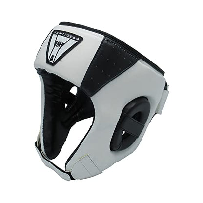 TMA Adult Headgear for Boxing, MMA Training and Kickboxing, Helmet for Sparring, Muay Thai and Taekwondo - color: White