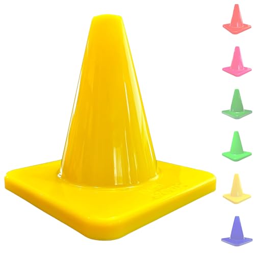 LVL10 Pro Training Cones - 6" Soccer Training Cones for Sports - for Basketball, Football, Basketball and Agility Drills - Soccer Field Markers that Won't Crack, Slide or Fly - color: Yellow, style: 12 Pack