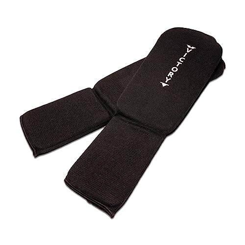 Cloth Shin & Instep Padded Guards - Kickboxing, Muay Thai Sparring Protective Leg Shin Foam for Kids and Adults (Pair) - size: Medium