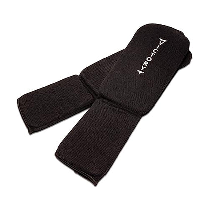 Cloth Shin & Instep Padded Guards - Kickboxing, Muay Thai Sparring Protective Leg Shin Foam for Kids and Adults (Pair) - size: Medium