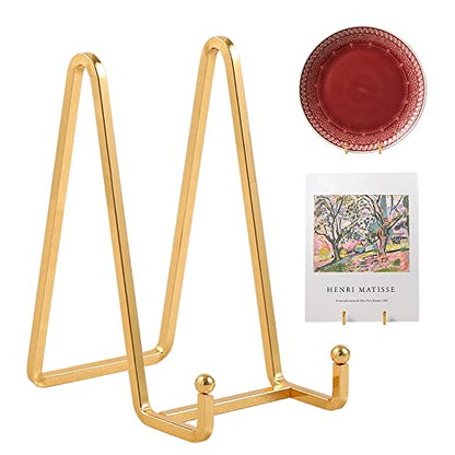 Plate Holder Easel Display Stand - 6 inch Metal Plate Stands for Display - Tabletop Picture Stand - Gold Iron Easels for Display Pictures | Photo Frames | Book | Decorative Plates | Plaque - 2 Pack - size: 6 inch-2