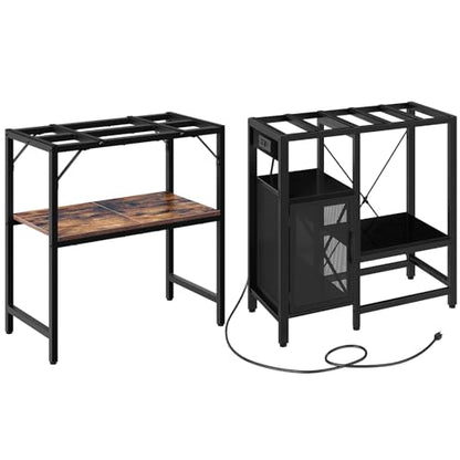MAHANCRIS 20 Gallon Fish Tank Stand and 40 Gallon Aquarium Stand Bundle, Heavy Duty Breeder Turtle Terrarium Stand Rack for Home Office, Tank Stand with Power Outlet, FTHR2001-FTHB40E01