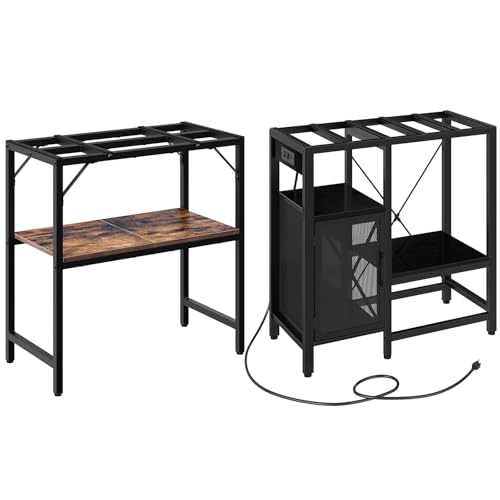 MAHANCRIS 20 Gallon Fish Tank Stand and 40 Gallon Aquarium Stand Bundle, Heavy Duty Breeder Turtle Terrarium Stand Rack for Home Office, Tank Stand with Power Outlet, FTHR2001-FTHB40E01