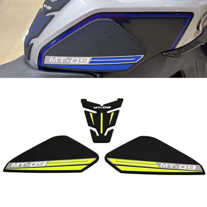Motorcycle Fuel Tank Rubber Protection Pads for Yamaha MT-09 MT-09 SP 2025 - Anti-Slip Scratch Resistant Tank Traction Grips Sticker Decals (D) - color: Yellow