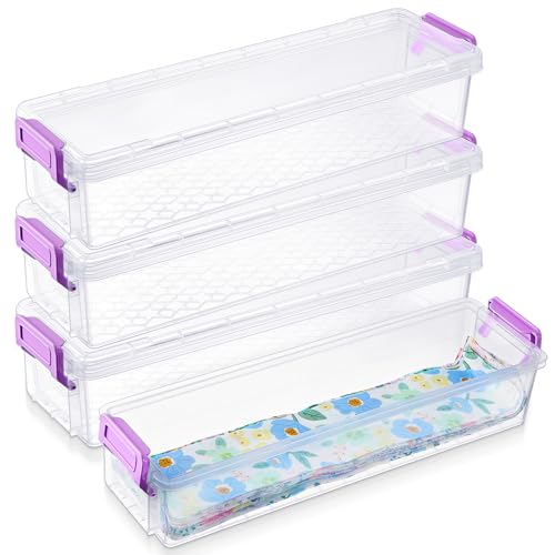 Tioncy 4 Purple Fabric Strip Case Jelly Cotton Fabric Patchwork Roll Storage Case Bulletin Board Border Bolt Storage Sewing Cloth Box for 2.5 in Cloth Strips Art Craft Organizer (13 x 4 x 3 in) - color: Purple, size: 13 x 4 x 3 in
