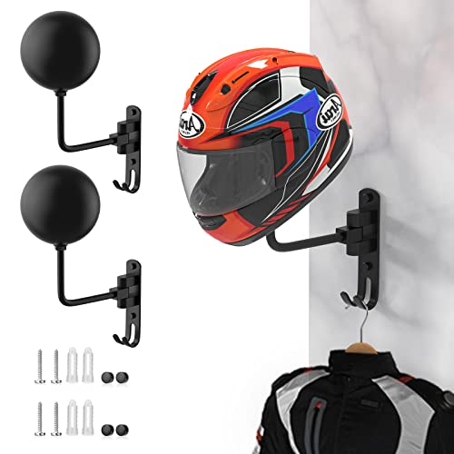 Helmet Hanger Wall Mount 180° Swivel Helmet Holder for Motorcycle Bike Racing Outerwear Sports Gear - color: Black-2