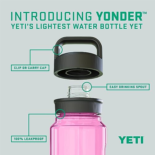 YETI Yonder Water Bottle with Yonder Chug Cap, Lightweight, Leakproof and BPA-Free - color: Power Pink, style: 34oz