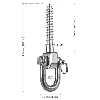 SELEWARE 4 Pack Swing Hangers Swing Set Hooks Stainless Steel Hammock Hooks | Heavy Duty Swing Mount for Porch Swing, Hammock Chair, Heavy Bag, Yoga Silk, Suspension Straps, Gymnastics Rings - color: Stainless 4 Pack Swing Hooks