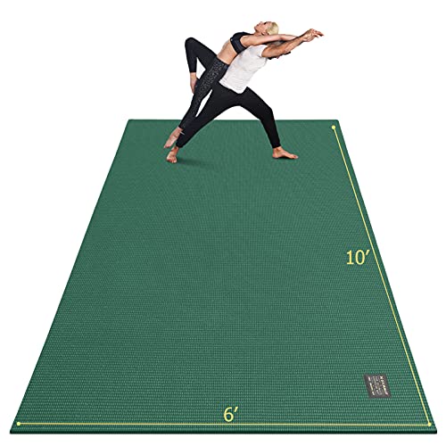 GXMMAT Large Yoga Mat 12'x6'/10'x6'/6'x8'(7mm), Extra Thick Workout Mats for Home Gym Flooring, Ultra Comfortable Non-Slip Quick Resilient Barefoot Wide Exercise Mat for Pilates, Stretching,Meditation - color: Green Jasper, size: 6*10 FT