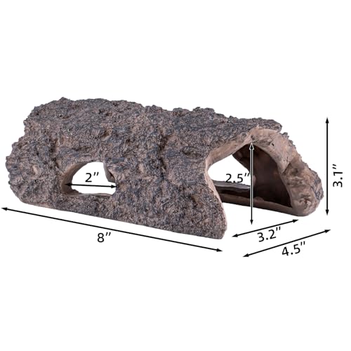 Natural Reptile Hide Basking Platform, Hideout Decor for Aquarium, Fish Tank, Bearded Dragon, Gecko, Shrimp, Betta (Moss Tree Cave, Medium)