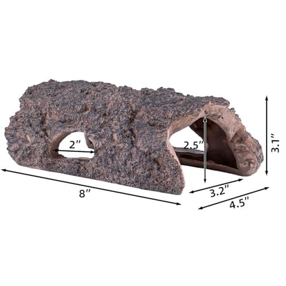 Natural Reptile Hide Basking Platform, Hideout Decor for Aquarium, Fish Tank, Bearded Dragon, Gecko, Shrimp, Betta (Moss Tree Cave, Medium)