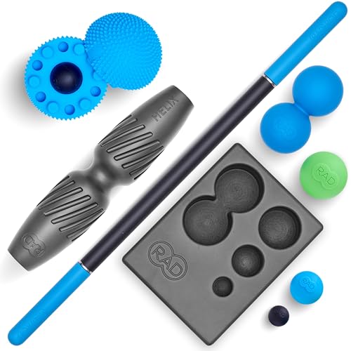 RAD All-in Complete Myofascial Release and Muscle Recovery Set - Includes Exercise Foam Rollers, Multi-Use Yoga Block, Peanut & Massage Balls, Neuro Ball Foot Roller, and Massage Stick - style: Recovery Set – 7-Piece