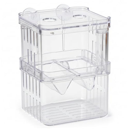 Aquarium Breeder Box, Breeder Box for Fish Tank 2 Layer Transparent Aquarium with Sucrion Cups Plastic Fish Breeding Boxes for Small Shrimp Clown Guppies