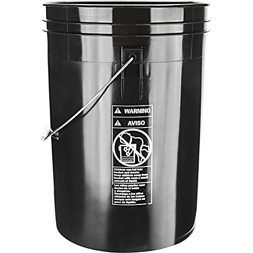 Large 6 Gallon Food Grade BPA Free Made in USA Plastic Bucket Pail with Yellow Screw On Double Gasket Air Tight Lid (Pack of 2)