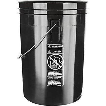 Large 6 Gallon Food Grade BPA Free Made in USA Plastic Bucket Pail with Yellow Screw On Double Gasket Air Tight Lid (Pack of 2)