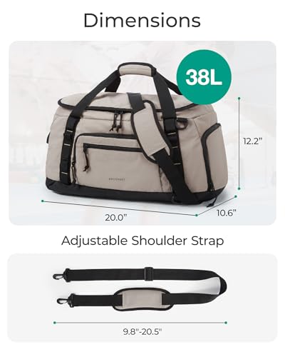 BAGSMART 4-IN-1 Gym Bag for Women Men, TSA Duffle Bag for Travel - color: Greenish Gray