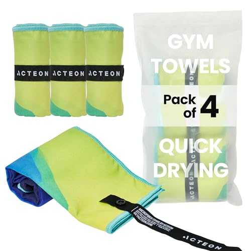 Acteon Microfiber Gym Towels 4 Pack, Quick Dry Odor Free Workout Towels for Men and Women, Super Absorbent Sports Sweat Towel for Gym, Yoga, Running, Travel, 16 x 30.5 Inch - color: Aurora