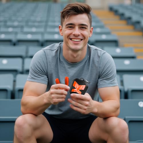 ARGOMAX Mouth Guard Case with Clip, Ventilated Hard Shell - color: Black+orange.
