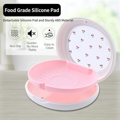 Cute Retainer Case with Silicone Pad, Portable Slim Aligner Case Orthodontic Retainer Box, Denture Storage Container Travel Mouth Guard (Small Cherry) - color: Small Cherry