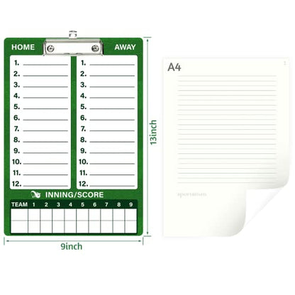 WISYOK Baseball Clipboard, Dry Erase, Lineup Board | Double Sided, with Marker, for Coaches, Softball, Game Practice Planning, Team Use - style: Baseball