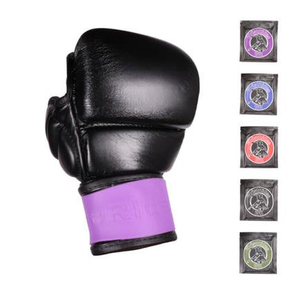 MMA Glove Wrist Strap Covers, Wristbands, Reusable Scratch Protection, Glove Life Extender - color: Purple