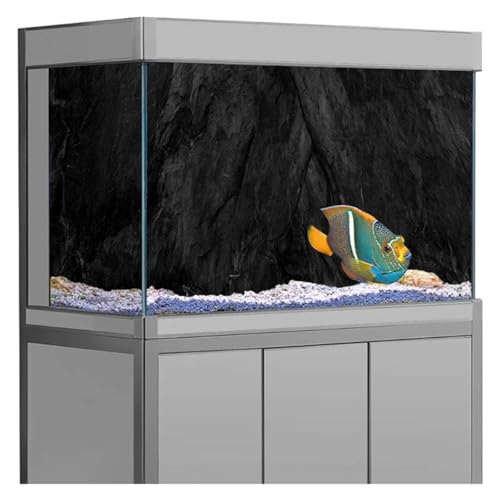 Fish Tank Background Black Rock Aquarium Vinyl Background Poster Stone Self Adhesive Fish Tank Wallpaper(54x122cm) - size: 54x122cm