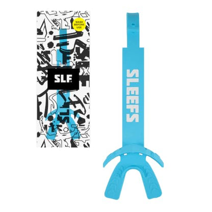 SLEEFS X Football Mouthguard with Strap for High-Impact Shock Protection - color: Sky Blue With Logo