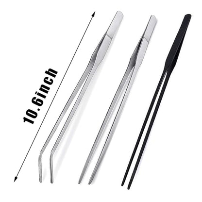 3Pcs Reptile Metal Feeding Tongs, Snake Tank Long Tweezers Fit Bearded Dragon Tarantula Spider Gecko Lizard Frog Turtle Ball Python Aquarium Terrarium