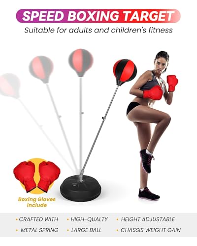 INNOLIFE Fitness Reflex Bag, Boxing Bag for Adults and Teens - color: Black Red
