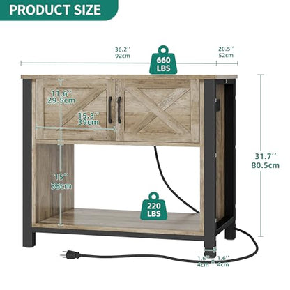 YITAHOME Heavy Duty 40-50 Gallon Aquarium Stand with Power Outlets, Cabinet for Fish Tank Accessories Storage - Metal Fish Tank Stand Suitable for Fish Tank, Turtle Tank, 660LBS Capacity, Wash Grey
