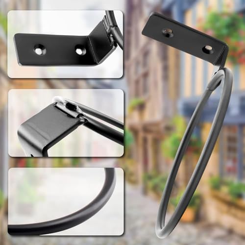 Jiozermi 2 Pack 5 inch Flower Pot Holder Ring, Flower Pot Holder Ring Wall Mounted Set Wall Mounted Metal Planter Hanger Matte Black Hanging Plant Holder - size: 5 Inch
