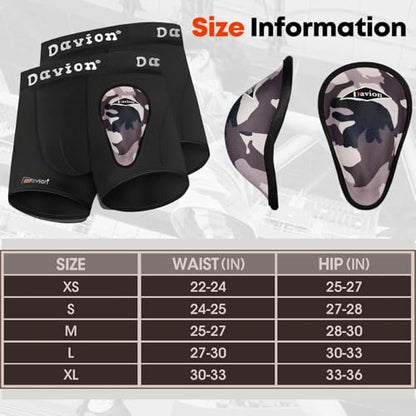 Davion 2-Pack Baseball Cup Youth Boys Underwear with kids Soft Athletic Cup - color: Black-2pack, size: X-Large