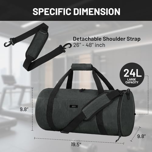 MIER Small Gym Duffle Bag with Shoe Compartment & Wet Pocket, 24L,Gray - color: dark grey, size: 24L