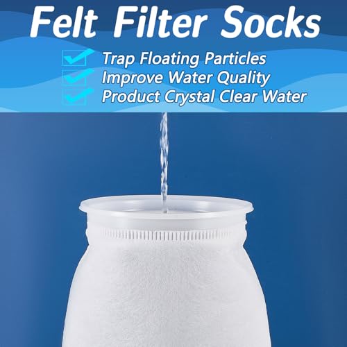 4pcs 7 Inch Ring Filter Socks Aquarium Filter Bags Micro Fish Tank Aquarium Socks for Fish Tank Freshwater Saltwater Aquariums, 7 Inch Ring Diameter by 12 in Long