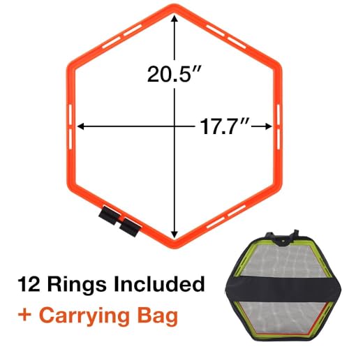 Japard Hex Agility Rings for Speed Training & Agility Footwork Training Speed Hurdles Ladder with Carrying Bag