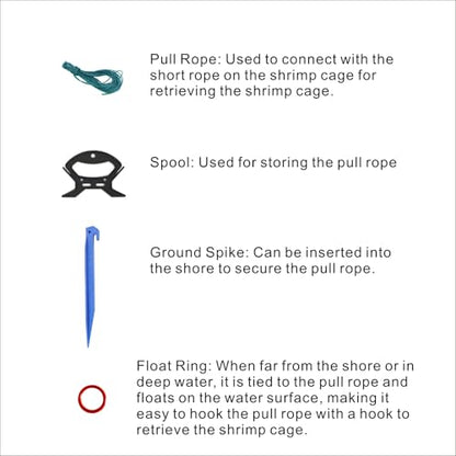 2 Pack Fishing net Trap Foldable Crawfish Bait Trap nets Shrimp Bait Trap Nets Minnow Trap Crab Trap Equipped with 19.7ft Nylon Rope Winding Board Floating Ring and Ground Plug