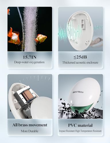 Aquarium Air Pump, Oxygen Fish Air Pump with Adjustable Air Valve, Fish Tank Air Pump with Accessories Tube, Bubble Stone and Check Valve, Tank Aerator Kit