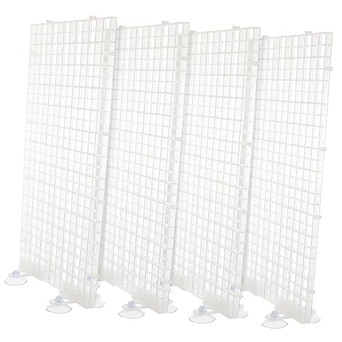 ORFOFE Aquarium Isolation Panel Transparent Spliced Lattice Plates Random Color Suction Cups Easy to Install Divider for Fish Breeding and Separation - color: White