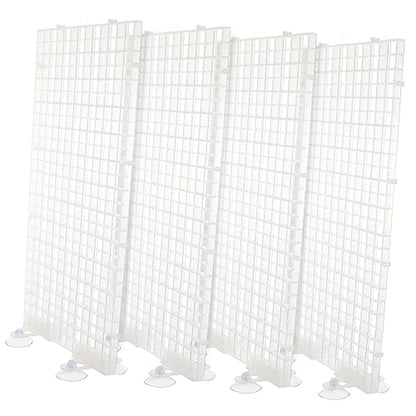 ORFOFE Aquarium Isolation Panel Transparent Spliced Lattice Plates Random Color Suction Cups Easy to Install Divider for Fish Breeding and Separation - color: White