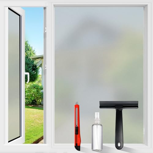 Frosted Window Privacy Film Glass Window Film Sun Blocking, Static Clings Removable Frosting Bathroom Door Window Covering, White,29.5 Inch x 118.1 Inch - color: Frosting White, size: 29.5 Inch x 118.1 Inch