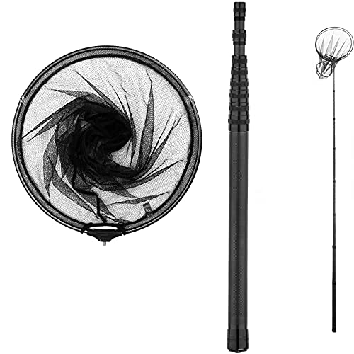 9ft/11.15ft Extra Long Fishing Net with Telescoping Handle, Carbon Fiber Extendable Landing Net, Dip Net for Fishing, Crab nets for Crabbing, Rubber Coated Netting, Holds up to 20lbs - style: 11.15ft/133.8"