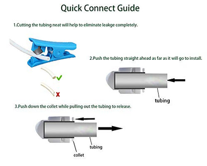 NSF Certified 3/8" O.D. Push to Connect Fittings for RO (Reverse Osmosis) Water Filter 30 pcs+30 feet 3/8" Water tubing.