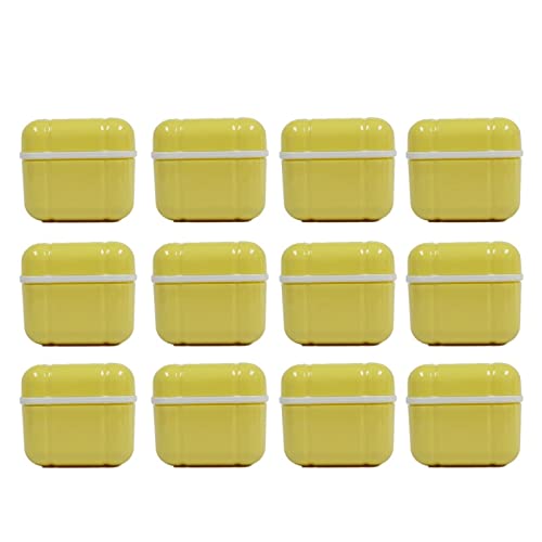 Denture Bath Case Cup Box Holder with Basket, Storage Container Care for Dentures, Clear Braces, Night Guard & Retainers,Traveling (Yellow) - color: Yellow
