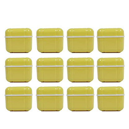 Denture Bath Case Cup Box Holder with Basket, Storage Container Care for Dentures, Clear Braces, Night Guard & Retainers,Traveling (Yellow) - color: Yellow