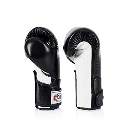 Fairtex BGV6 Angular Boxing Gloves, Locked Thumb Muay Thai MMA Kickboxing - color: Black/White, size: 16oz