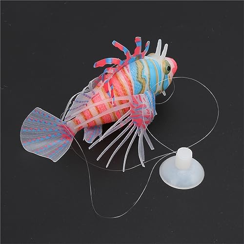 Artificial Glowing Fish, Fish Tank Floating Fake Tropical Angel Fish with Suction Cup, Silicone Colorful Fish Tank Simulation Fish Luminous Aquarium Floating Ornaments for Aquarium Tank(Pink Blue)